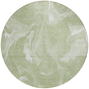 Homeroots 3' Artichoke Green Fern Abstract Area Rug - Washable Indoor/Outdoor, Durable & Stain Resistant Design 8' Round Polyester 587460