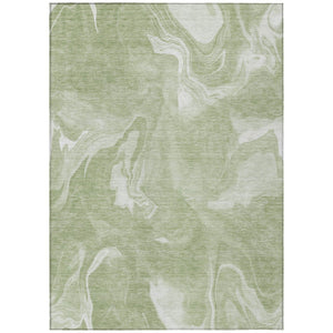 HomeRoots 9' Washable Area Rug - Durable Polyester in Modern Abstract Artichoke Green, Fern Green & Ivory Design 9' X 12' 587462