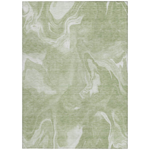 Homeroots 3' Artichoke Green Fern Abstract Area Rug - Washable Indoor/Outdoor, Durable & Stain Resistant Design 10' X 14' Polyester 587463