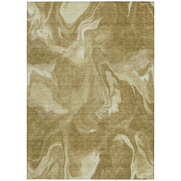 Homeroots 3' Artichoke Green Fern Abstract Area Rug - Washable Indoor/Outdoor, Durable & Stain Resistant Design 3' X 5' Polyester 587464