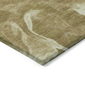 Homeroots 3' Artichoke Green Fern Abstract Area Rug - Washable Indoor/Outdoor, Durable & Stain Resistant Design 3' X 5' Polyester 587464