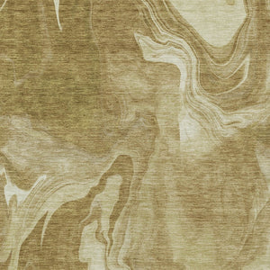 Homeroots 3' Artichoke Green Fern Abstract Area Rug - Washable Indoor/Outdoor, Durable & Stain Resistant Design 5' X 8' Polyester 587465