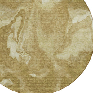 Homeroots 3' Artichoke Green Fern Abstract Area Rug - Washable Indoor/Outdoor, Durable & Stain Resistant Design 8' Round Polyester 587466