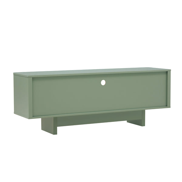 English Elm Ella Mid-Century 59" TV Stand with Cable Management, Adjustable Shelves, Drawer & Sled Legs Sage Green B365S00122