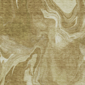 Homeroots 3' Artichoke Green Fern Abstract Area Rug - Washable Indoor/Outdoor, Durable & Stain Resistant Design 9' X 12' Polyester 587468