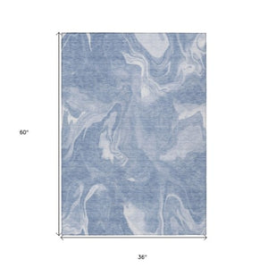 Homeroots 3' Artichoke Green Fern Abstract Area Rug - Washable Indoor/Outdoor, Durable & Stain Resistant Design 3' X 5' Polyester 587470