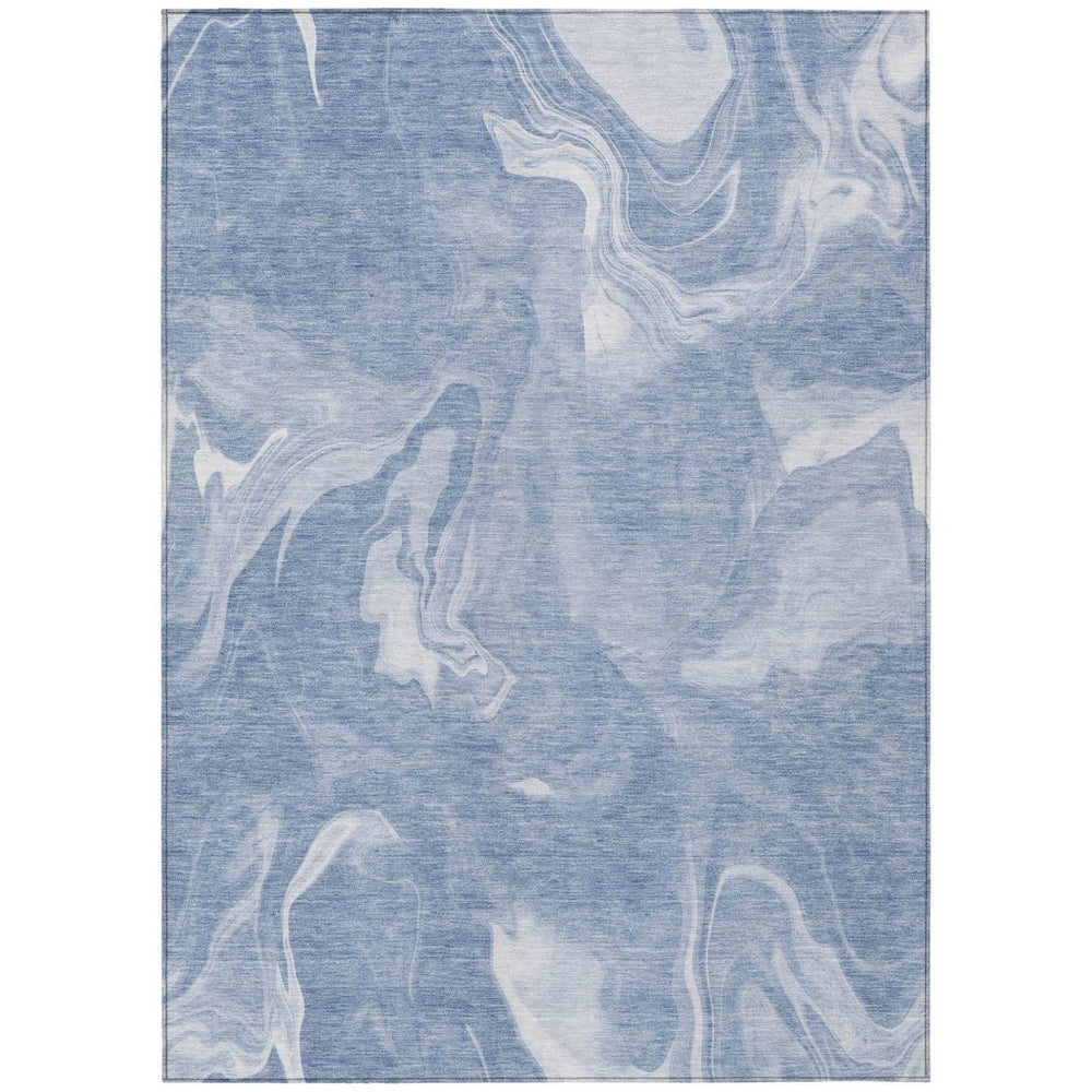 HomeRoots 9' Abstract Blue Area Rug – Stylish, Washable Design for Indoor & Outdoor High-Traffic Spaces 9' X 12' 587474
