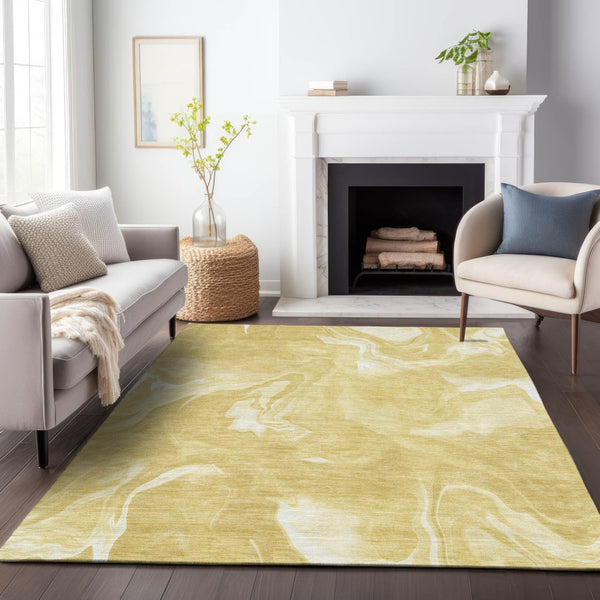 Homeroots 3' Artichoke Green Fern Abstract Area Rug - Washable Indoor/Outdoor, Durable & Stain Resistant Design 3' X 5' Polyester 587476