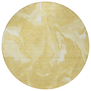 Homeroots 3' Artichoke Green Fern Abstract Area Rug - Washable Indoor/Outdoor, Durable & Stain Resistant Design 8' Round Polyester 587478