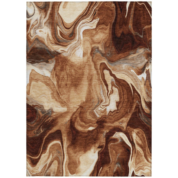 Homeroots 3' Artichoke Green Fern Abstract Area Rug - Washable Indoor/Outdoor, Durable & Stain Resistant Design 3' X 5' Polyester 587482