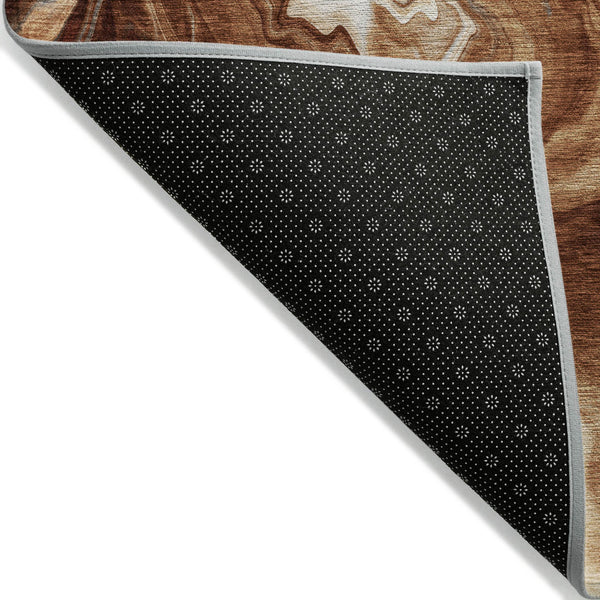 Homeroots 3' Artichoke Green Fern Abstract Area Rug - Washable Indoor/Outdoor, Durable & Stain Resistant Design 5' X 8' Polyester 587483