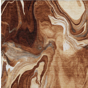HomeRoots 5' Vibrant Orange Copper Abstract Area Rug - Washable, Durable, Perfect for Indoor & Outdoor Spaces 5' X 8' 587483