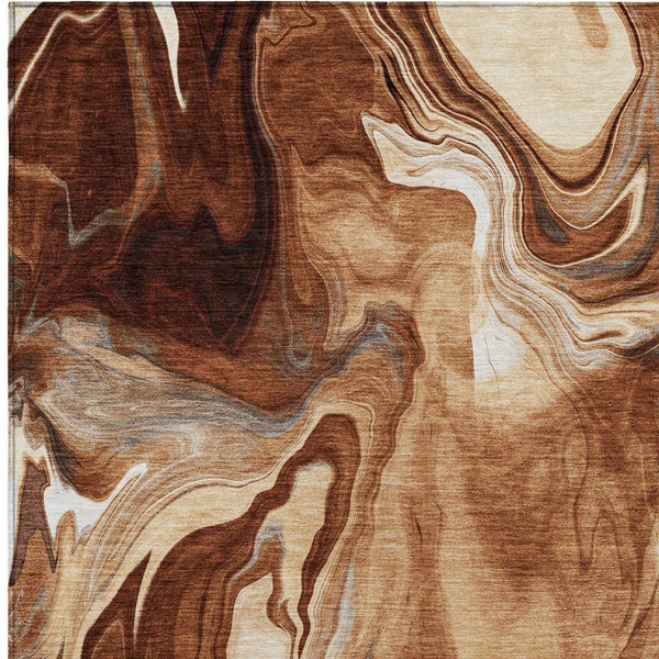 HomeRoots 5' Vibrant Orange Copper Abstract Area Rug - Washable, Durable, Perfect for Indoor & Outdoor Spaces 5' X 8' 587483
