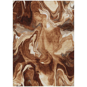HomeRoots 9' Vibrant Orange Copper and Ivory Abstract Indoor Outdoor Area Rug - Durable, Washable, Stylish Design 9' X 12' 587486
