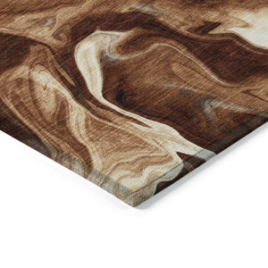 Homeroots 3' Artichoke Green Fern Abstract Area Rug - Washable Indoor/Outdoor, Durable & Stain Resistant Design 10' X 14' Polyester 587487