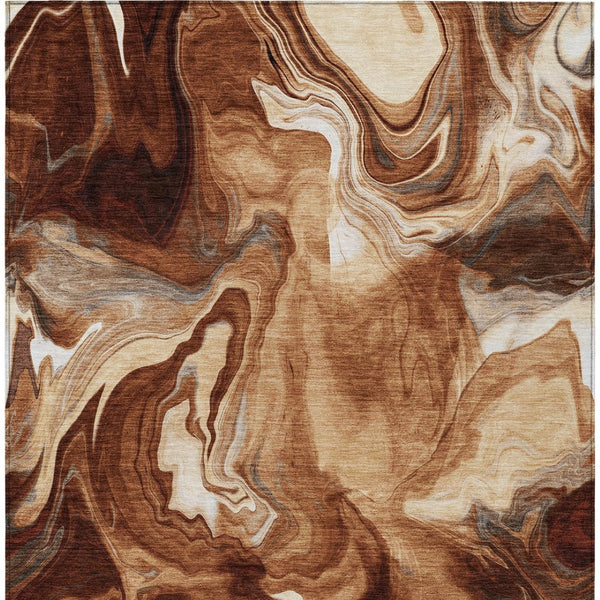 Homeroots 3' Artichoke Green Fern Abstract Area Rug - Washable Indoor/Outdoor, Durable & Stain Resistant Design 10' X 14' Polyester 587487