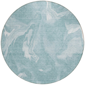 Homeroots 3' Artichoke Green Fern Abstract Area Rug - Washable Indoor/Outdoor, Durable & Stain Resistant Design 8' Round Polyester 587490