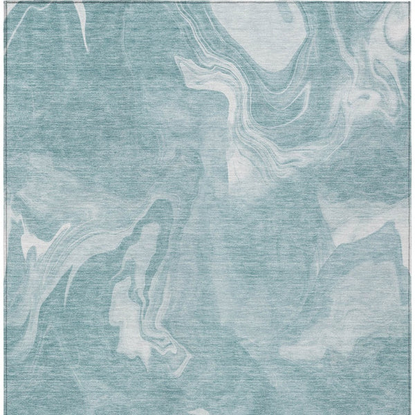 Homeroots 3' Artichoke Green Fern Abstract Area Rug - Washable Indoor/Outdoor, Durable & Stain Resistant Design 10' X 14' Polyester 587493