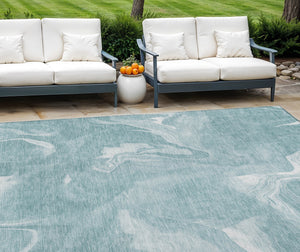 Homeroots 3' Artichoke Green Fern Abstract Area Rug - Washable Indoor/Outdoor, Durable & Stain Resistant Design 10' X 14' Polyester 587493