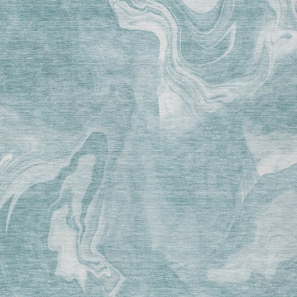 HomeRoots 5' Vibrant Teal Blue and Aqua Abstract Area Rug - Durable, Washable & Ideal for Indoor/Outdoor Use 10' X 14' 587493