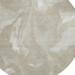 Homeroots 3' Artichoke Green Fern Abstract Area Rug - Washable Indoor/Outdoor, Durable & Stain Resistant Design 8' Round Polyester 587496