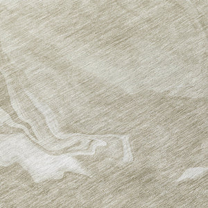 Homeroots 3' Artichoke Green Fern Abstract Area Rug - Washable Indoor/Outdoor, Durable & Stain Resistant Design 8' Round Polyester 587496