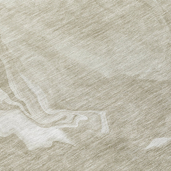 Homeroots 3' Artichoke Green Fern Abstract Area Rug - Washable Indoor/Outdoor, Durable & Stain Resistant Design 8' Round Polyester 587496