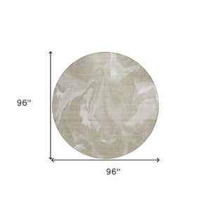 Homeroots 3' Artichoke Green Fern Abstract Area Rug - Washable Indoor/Outdoor, Durable & Stain Resistant Design 8' Round Polyester 587496