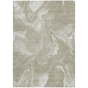 Homeroots 3' Artichoke Green Fern Abstract Area Rug - Washable Indoor/Outdoor, Durable & Stain Resistant Design 9' X 12' Polyester 587498