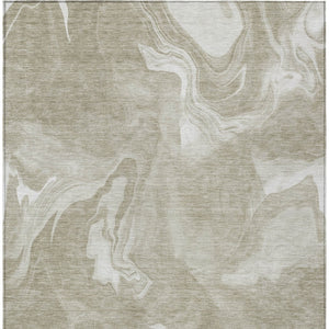 Homeroots 3' Artichoke Green Fern Abstract Area Rug - Washable Indoor/Outdoor, Durable & Stain Resistant Design 10' X 14' Polyester 587499