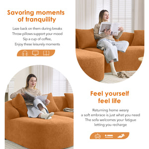English Elm Boneless L-Shape Sectional Sofa with Curved Chaise Modern Modular Chenille Couch 30D Foam Comfort Lounge Elegance for Living Room Apartments Orange W2231S00009