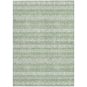 Homeroots 3' Artichoke Green Southwestern Washable Area Rug - Perfect For Indoor And Outdoor Spaces! 5' X 8' Polyester 587501