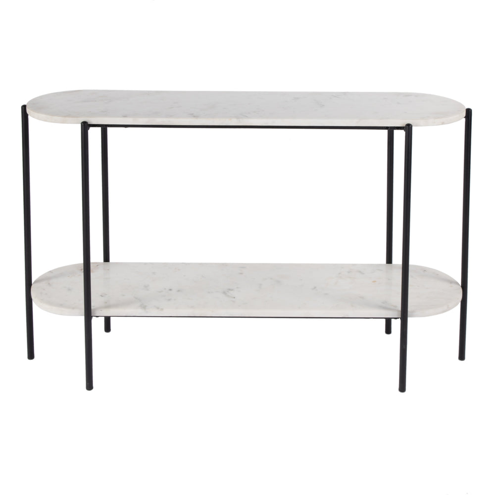 Butler Specialty Renaldo 2-tier Console Table - Luxurious Marble & Sleek Iron Design For Sophisticated Home Décor White Iron,Marble,Mdf 5875025-butler