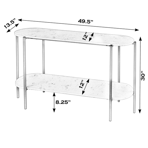 Butler Specialty Renaldo 2-tier Console Table - Luxurious Marble & Sleek Iron Design For Sophisticated Home Décor White Iron,Marble,Mdf 5875025-butler