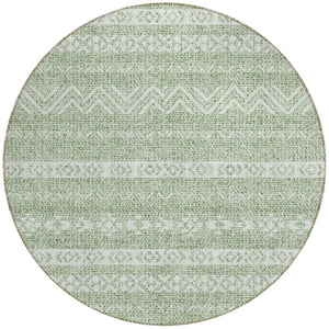 Homeroots 3' Artichoke Green Southwestern Washable Area Rug - Perfect For Indoor And Outdoor Spaces! 8' Round Polyester 587502