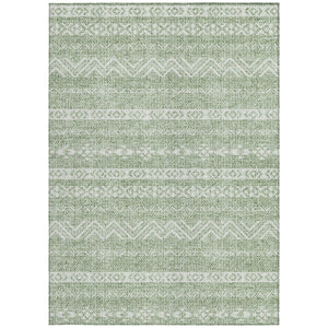 Homeroots 3' Artichoke Green Southwestern Washable Area Rug - Perfect For Indoor And Outdoor Spaces! 8' X 10' Polyester 587503