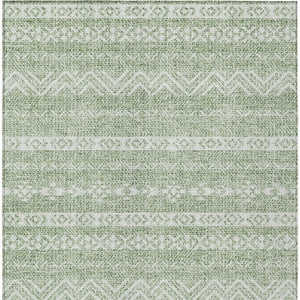 Homeroots 3' Artichoke Green Southwestern Washable Area Rug - Perfect For Indoor And Outdoor Spaces! 9' X 12' Polyester 587504