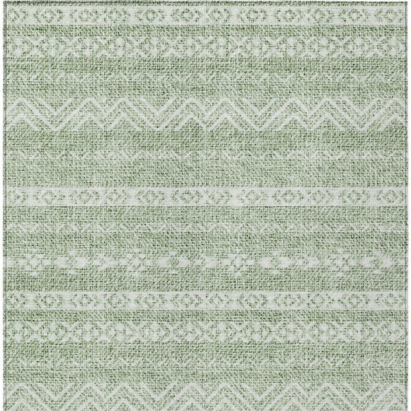 Homeroots 3' Artichoke Green Southwestern Washable Area Rug - Perfect For Indoor And Outdoor Spaces! 9' X 12' Polyester 587504