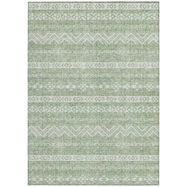 Homeroots 3' Artichoke Green Southwestern Washable Area Rug - Perfect For Indoor And Outdoor Spaces! 9' X 12' Polyester 587504