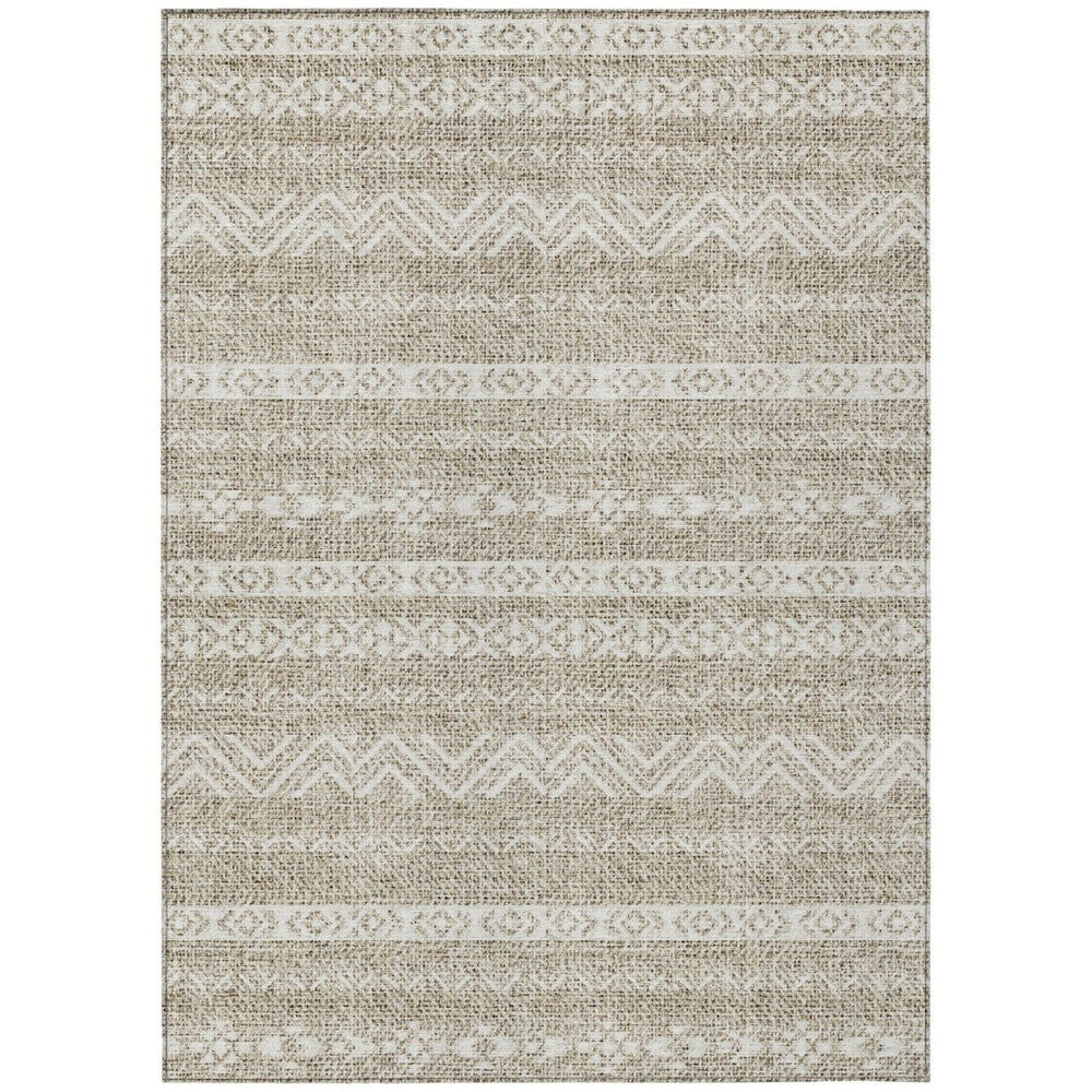 HomeRoots 5' Southwestern Beige and Ivory Area Rug - Durable, Washable, Indoor-Outdoor Style for Any Space 8' X 10' 587509