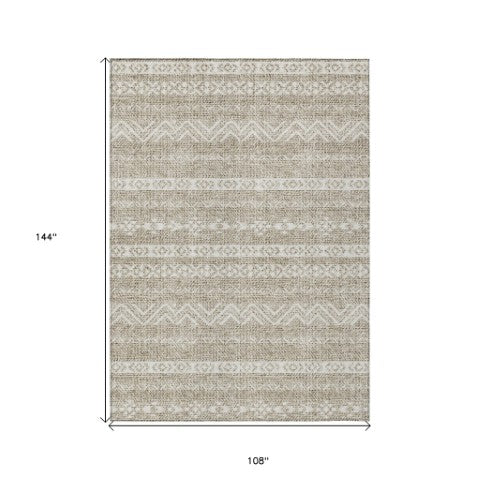 Homeroots 3' Artichoke Green Southwestern Washable Area Rug - Perfect For Indoor And Outdoor Spaces! 9' X 12' Polyester 587510