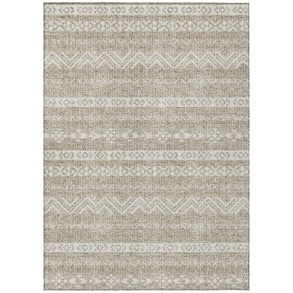 HomeRoots 9' Southwestern Beige and Ivory Indoor Outdoor Area Rug - Durable, Washable, Versatile for Any Space 9' X 12' 587510