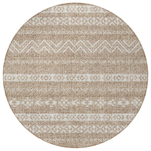 Homeroots 3' Artichoke Green Southwestern Washable Area Rug - Perfect For Indoor And Outdoor Spaces! 8' Round Polyester 587514