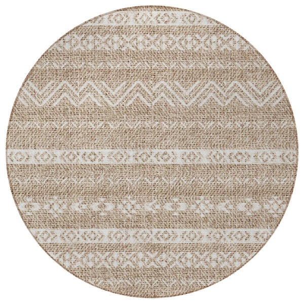 Homeroots 3' Artichoke Green Southwestern Washable Area Rug - Perfect For Indoor And Outdoor Spaces! 8' Round Polyester 587514