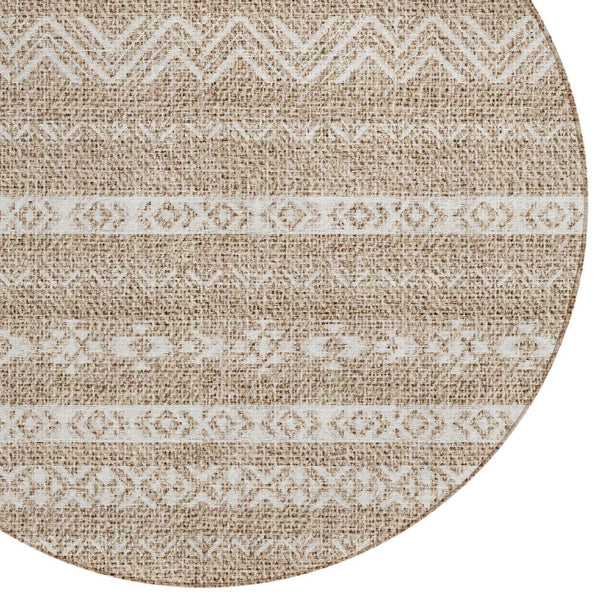 Homeroots 3' Artichoke Green Southwestern Washable Area Rug - Perfect For Indoor And Outdoor Spaces! 8' Round Polyester 587514