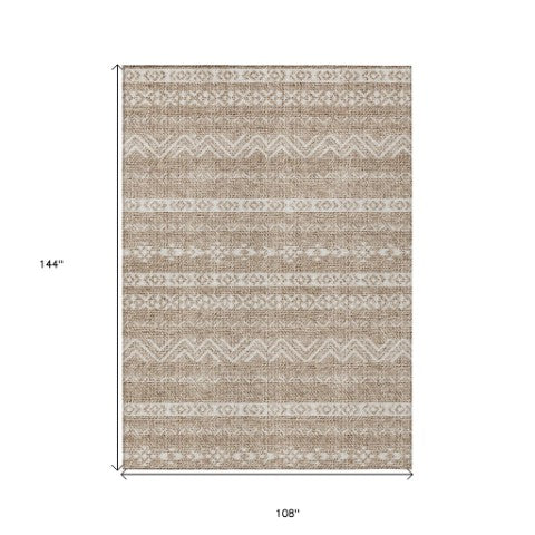 Homeroots 3' Artichoke Green Southwestern Washable Area Rug - Perfect For Indoor And Outdoor Spaces! 9' X 12' Polyester 587516