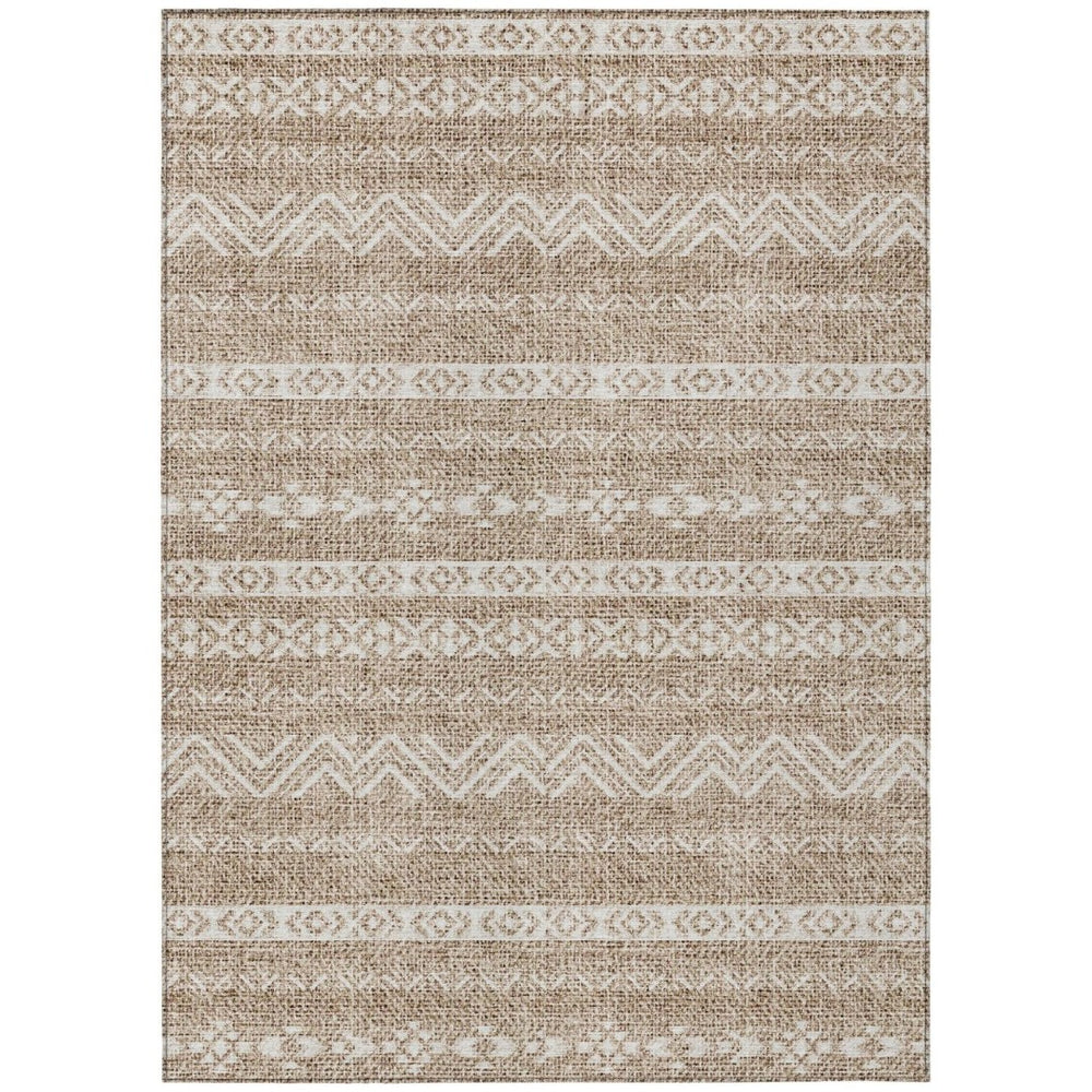 HomeRoots 9' Southwestern Area Rug - Durable, Washable, Earthy Brown & Beige Design for Indoor/Outdoor Use 9' X 12' 587516