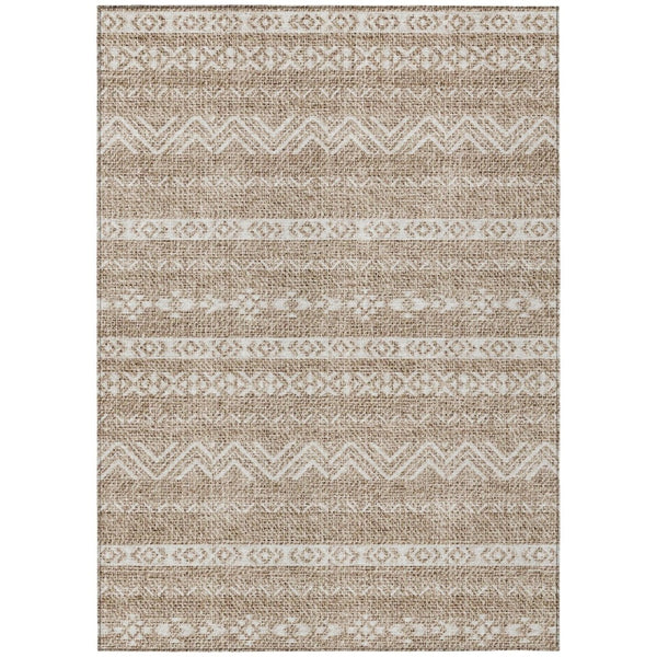 HomeRoots 9' Southwestern Area Rug - Durable, Washable, Earthy Brown & Beige Design for Indoor/Outdoor Use 9' X 12' 587516