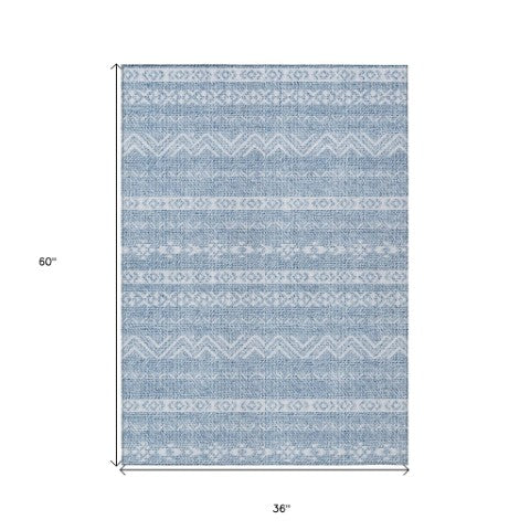 Homeroots 3' Artichoke Green Southwestern Washable Area Rug - Perfect For Indoor And Outdoor Spaces! 3' X 5' Polyester 587518