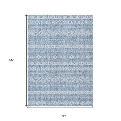 Homeroots 3' Artichoke Green Southwestern Washable Area Rug - Perfect For Indoor And Outdoor Spaces! 8' X 10' Polyester 587521